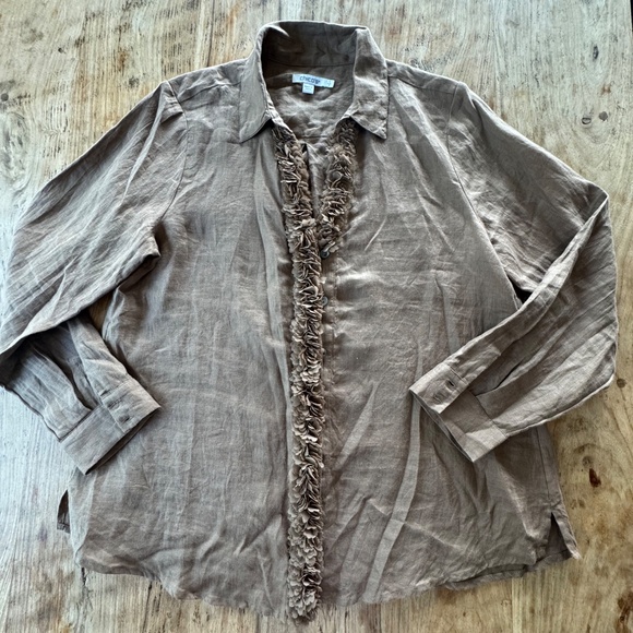 Chico's Linen Floral Applique top AND pants in size medium (Chico's size 1) - Picture 2 of 12